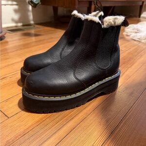 Dr. Martens Black Ankle Boots Chunky Platform With Faux Lining